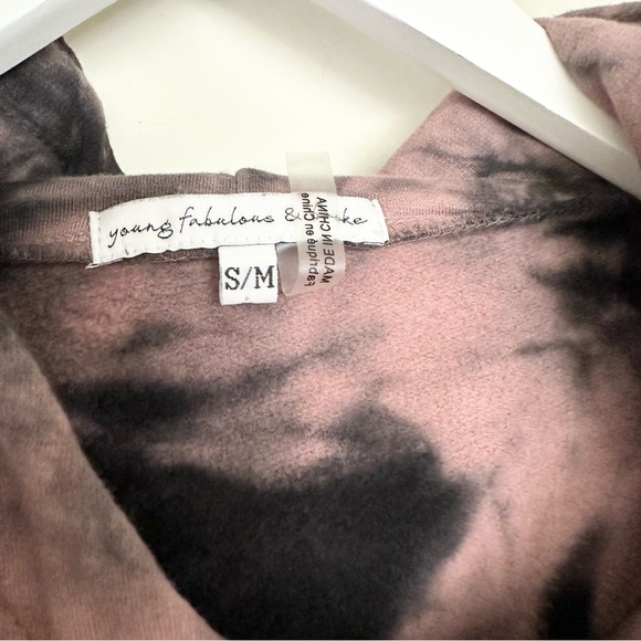 Young Fabulous & Broke Raissa Pink Black Tie Die Hoodie Snap Button Sleeves - Picture 6 of 12